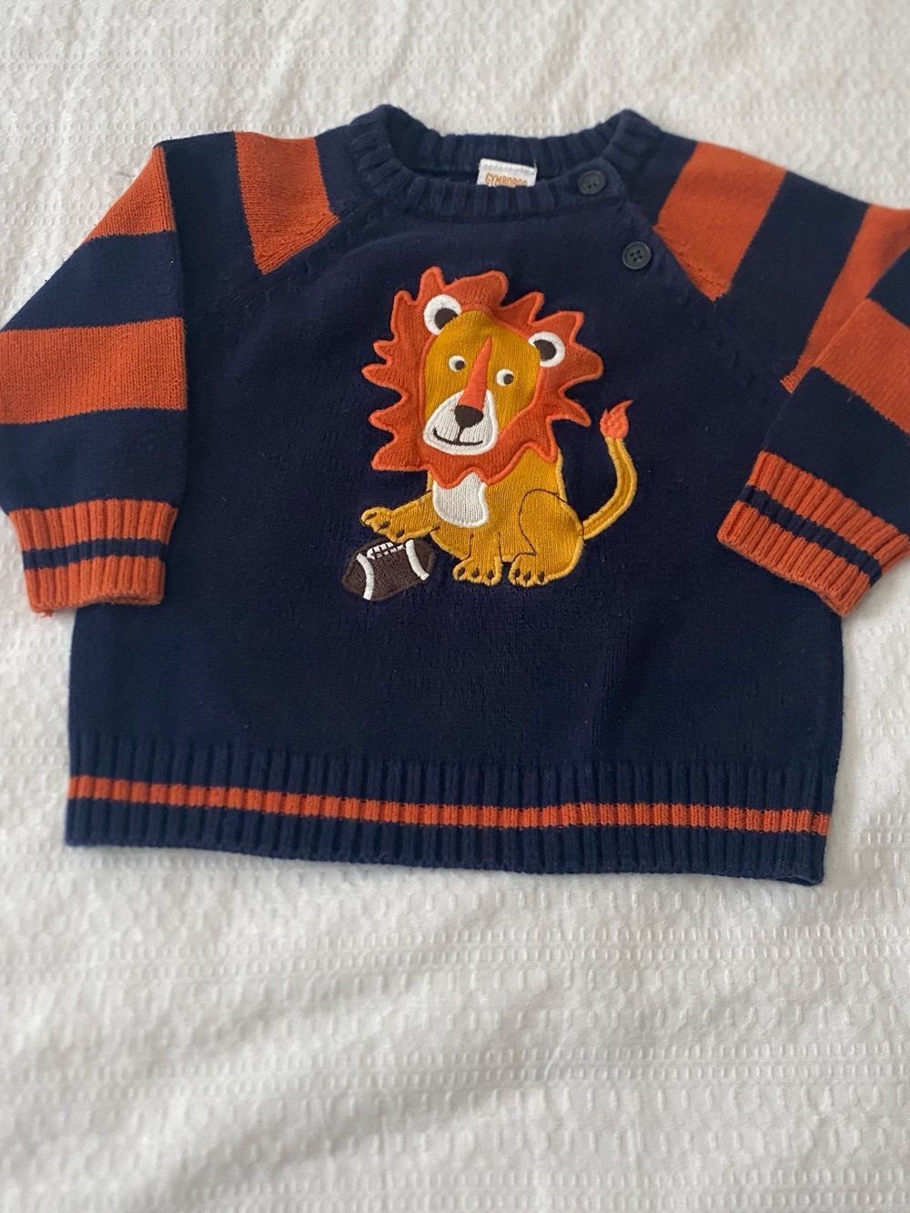 Gymboree Navy and Orange Lion Appliqué Sweater